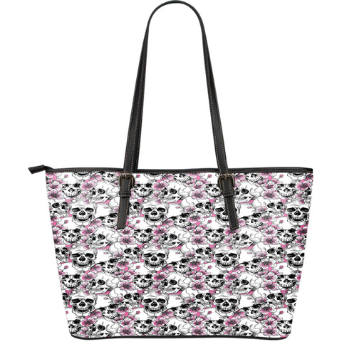 Pink Skulls Leather Tote