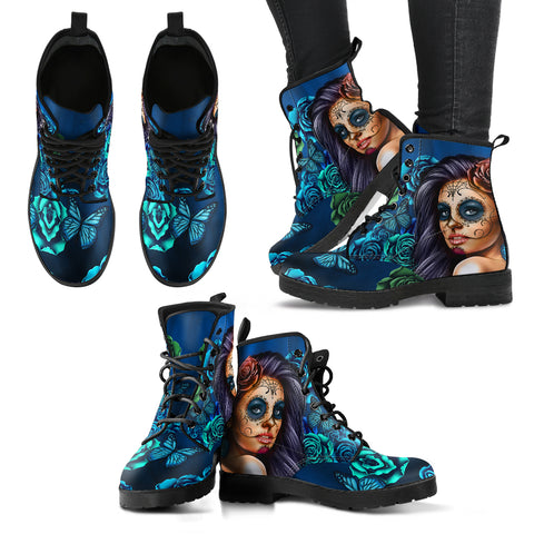 Blue Calavera Boots