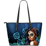 Blue Calavera Leather Tote