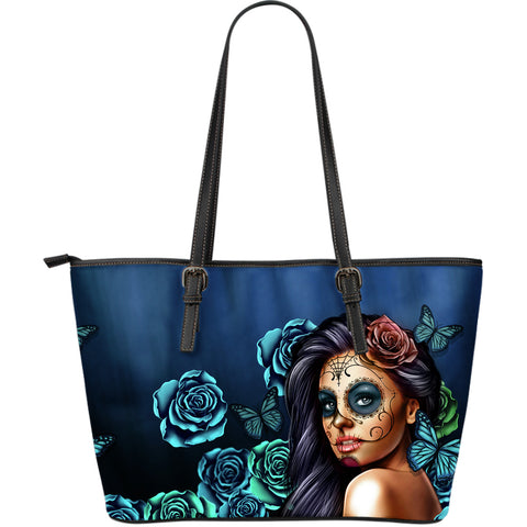 Blue Calavera Leather Tote