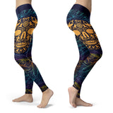 Surfing Skull Ornamental Leggings