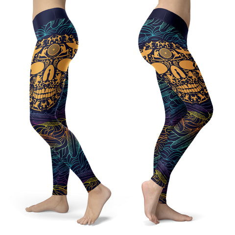 Surfing Skull Ornamental Leggings