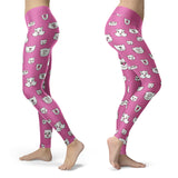 Cute Cat Faces Pink Leggings