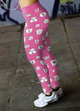 Cute Cat Faces Pink Leggings