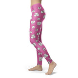 Cute Cat Faces Pink Leggings