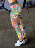 Cat Emoji Faces Colorful Leggings