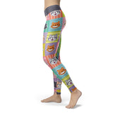 Cat Emoji Faces Colorful Leggings