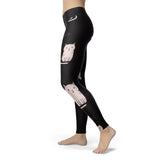 Cute Cat and Fish Bones Black Leggings