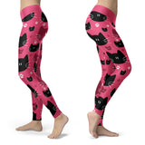 Cute Black Cat with Pink Leggings