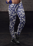 White and Blue Native Pattern Leggings