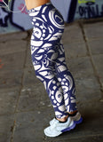 White and Blue Native Pattern Leggings