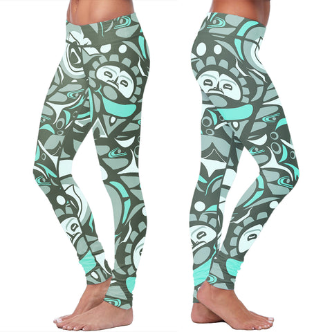 Green Native Pattern Leggings