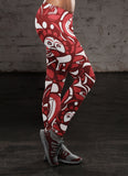 Red and White Native Pattern Leggings