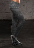 Black Native Bird Pattern Leggings