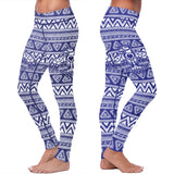 White and Blue Native Bird Pattern Leggings