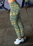 Blue and Orange Native Bird Pattern Leggings