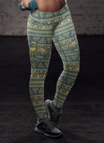 Blue and Orange Native Bird Pattern Leggings