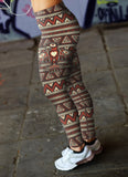 Brown and Orange Native Bird Pattern Leggings
