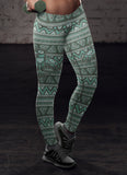 Green Native Bird Pattern Leggings