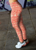 Pink Native Bird Pattern Leggings