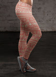Pink Native Bird Pattern Leggings