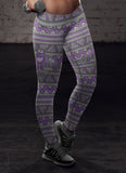 Purple and Gray Native Bird Pattern Leggings