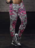 Pink and White Sugar Skull Leggings