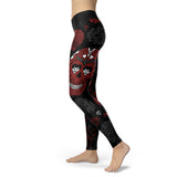 Black and Red Sugar Skull Leggings