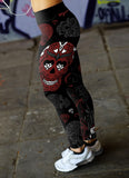 Black and Red Sugar Skull Leggings