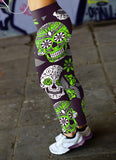 Light Green and Purple Sugar Skull Leggings