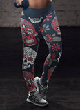 Red and Navy Sugar Skull Leggings