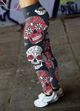 Red and Navy Sugar Skull Leggings