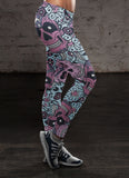Purple and Light Blue Sugar Skull Leggings