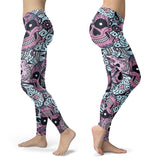 Purple and Light Blue Sugar Skull Leggings