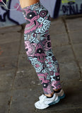 Purple and Light Blue Sugar Skull Leggings