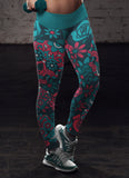 Blue and Red Sugar Skull Leggings