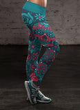 Blue and Red Sugar Skull Leggings