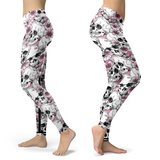 Pink and White Flower Leggings
