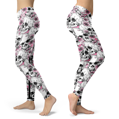 Pink and White Flower Leggings