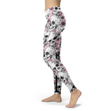 Pink and White Flower Leggings