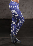Blue and White Native Pattern Leggings