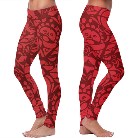 Red Native Pattern Leggings