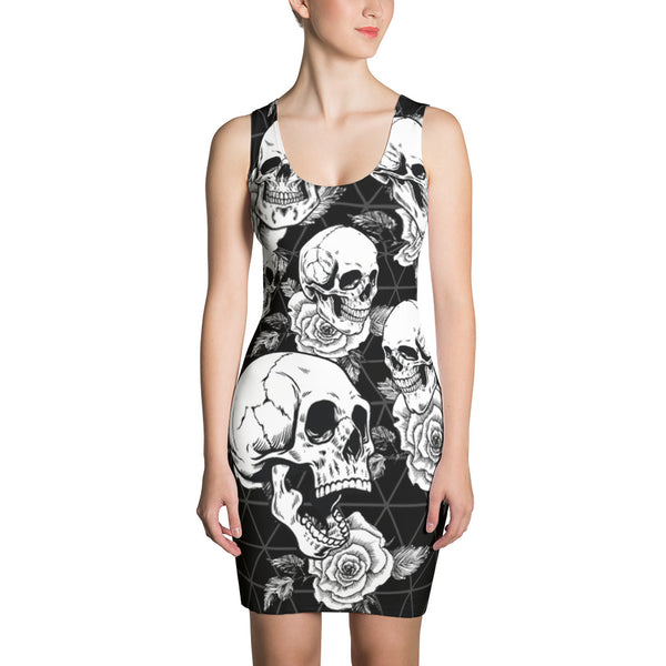 Black and white skull dress best sale